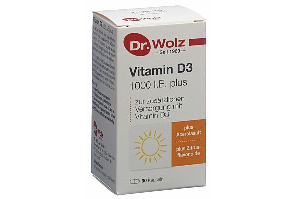 Dr. Wolz Vitamin D3 1000 I.E. plus Kaps Glasfl 60 Stk