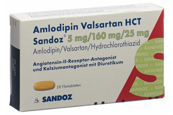 Amlodipine Valsartan HCT Sandoz cpr pell 5mg/160mg/25mg 28 pce