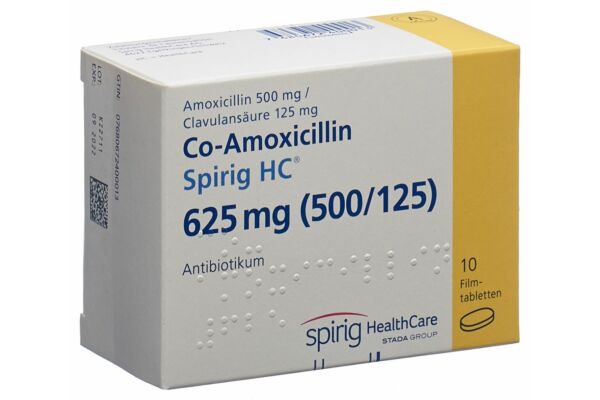 Co-Amoxicillin Spirig HC Filmtabl 625 mg 10 Stk