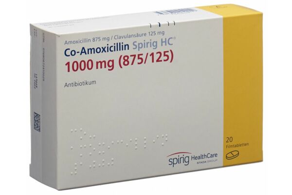 Co-Amoxicillin Spirig HC Filmtabl 1000 mg 20 Stk
