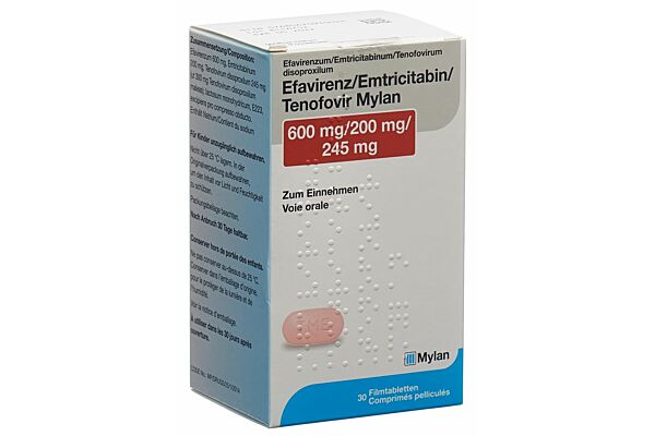 Efavirenz Emtricitabin Tenofovir Mylan cpr pell 600/200/245 mg bte 30 pce
