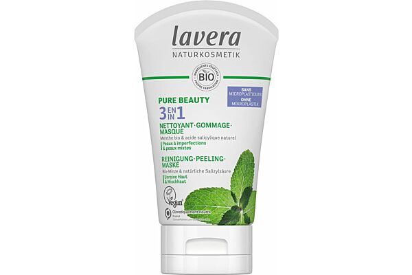 Lavera 3en1 nettoyant gommage masque pure beauty tb 125 ml