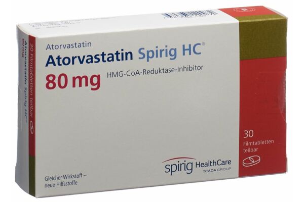 Atorvastatin Spirig HC Filmtabl 80 mg 30 Stk