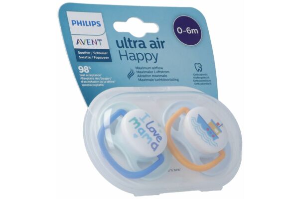 Philips Avent Schnuller ultra air collection happy 0-6M Boy Mama/Boot 2 Stk