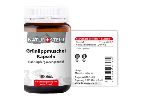 Naturstein Grünlippmuschel Kaps Glasfl 100 Stk