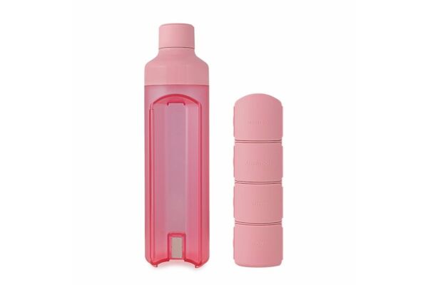 YOS Bottle Tagesdispenser 375ml mit 4 Fächern pink