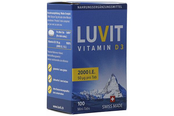 LUVIT Vitamine D3 mini-comprimés 2000 UI bte 100 pce