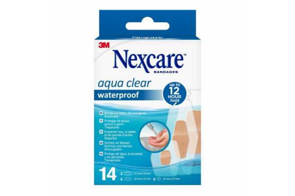 3M Nexcare Aqua Clear waterproof 3 tailles assorties 14 pce