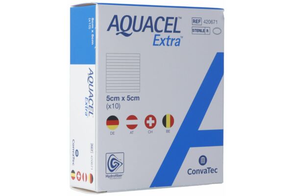 AQUACEL Extra Hydrofiber Verband 5x5cm 10 Stk