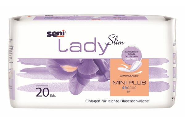 Seni Lady Slim Mini Plus Einlage atmungsaktive anatomische 10x22.5cm 2.5 Tropfen 20 Stk
