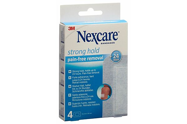 3M Nexcare Strong Hold Pads Pain Free Removal 76.2x101mm 4 Stk