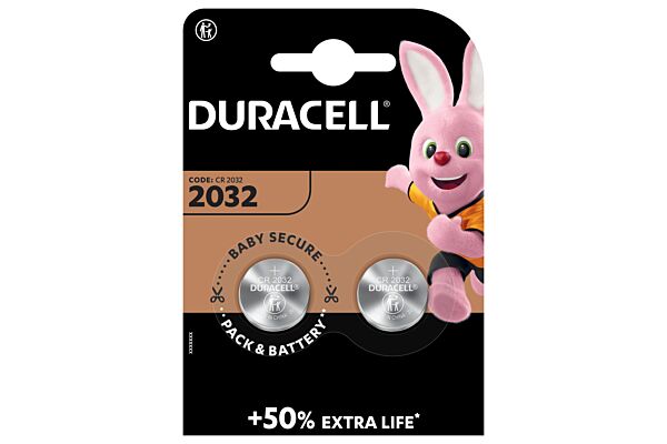 Duracell pile CR2032 3V lithium B2 XL 2 pce