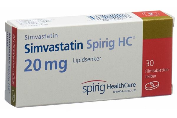 Simvastatine Spirig HC cpr pell 20 mg 30 pce