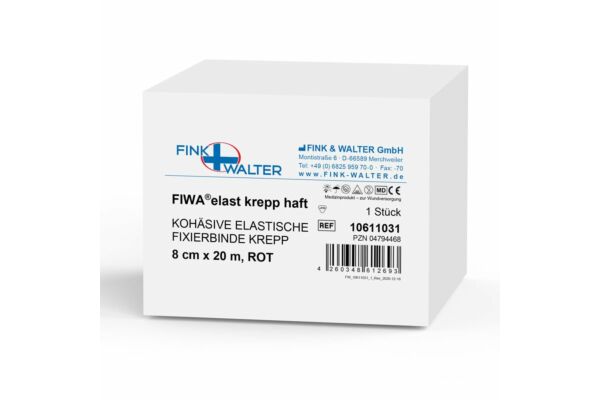 FIWA elast Fixierbinden krepp haft 8cmx20m rot Rolle