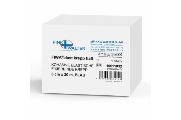 FIWA elast pansements de fixation krepp adhésif 8cmx20m bleu rouleau