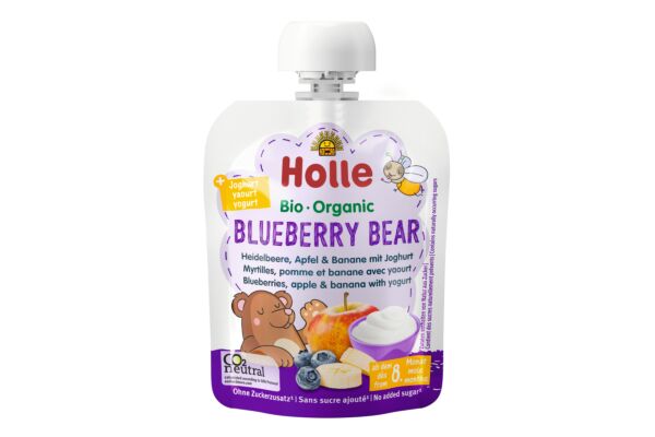 Holle Blueberry bear pouchy myrtilles pomme et banane avec yaourt 85 g