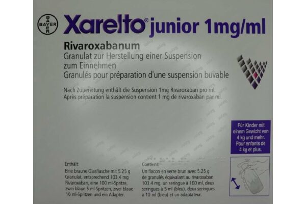 Xarelto junior Gran 1 mg/ml zur Herstellung einer Suspension für Kinder ≥4 kg Fl
