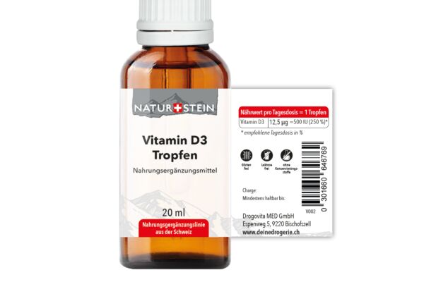 Naturstein Vitamin D3 Tropfen Glasfl 20 ml
