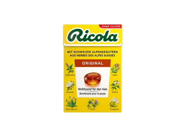 Ricola Original Bonbons ohne Zucker mit Stevia Box 50 g