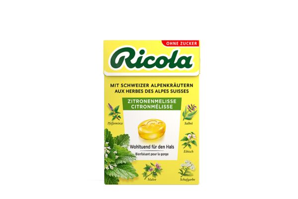 Ricola Zitronenmelisse Bonbons ohne Zucker mit Stevia Box 50 g