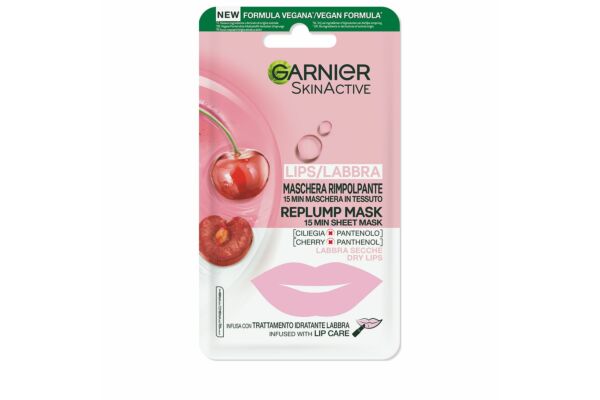 Garnier masque tissu pour les lèvres cerise & panthénol sach 5 g