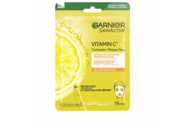 Garnier Glow Tuchmaske Vitamin C intensiv feuchtigkeitsspendende Btl 28 g