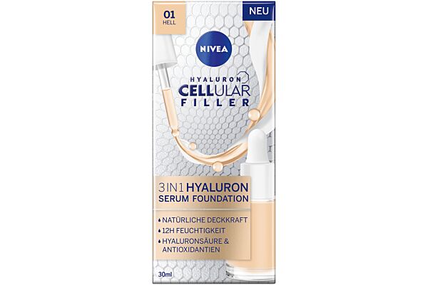 Nivea Hyaluron Cell Fil 3en1 sérum foundation clair fl 30 ml