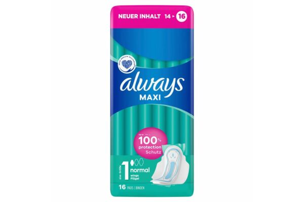 always Maxi serviettes hygiéniques Normal avec ailettes 16 pce