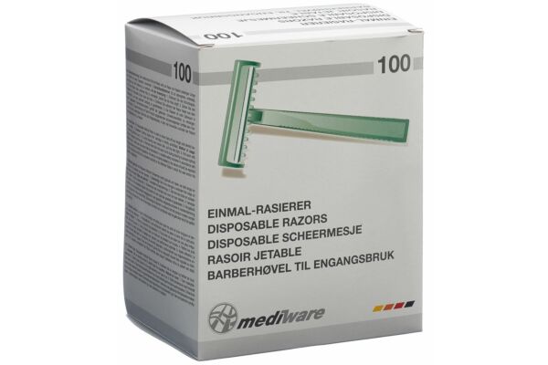 Mediware Einmalrasierer mit Klingenschutz unsteril grün Box 100 Stk