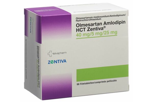 Olmesartan Amlodipin HCT Zentiva Filmtabl 40/5/25 mg 98 Stk