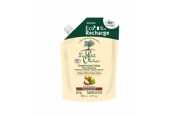 Le Petit Olivier shampooing crème nutrition huile d'olive karité huile d'argan eco-recharge sach 500 ml