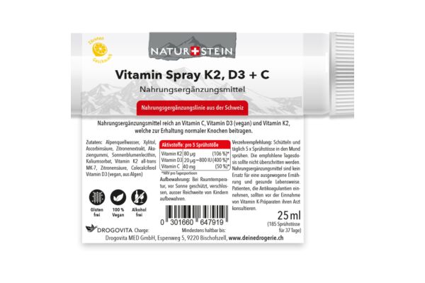 Naturstein Vitamin K2 D3 + C Spray 25 ml
