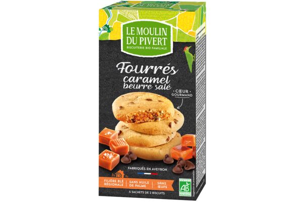Le moulin du Pivert Cookies Fourrés Karamell Ds 175 g