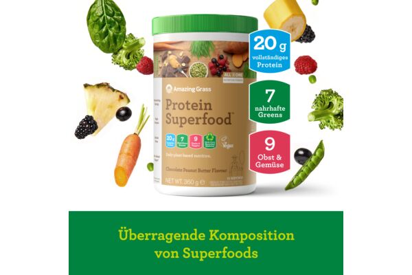 Amazing Grass Protein Superfood chocolat cacahuète bte 360 g