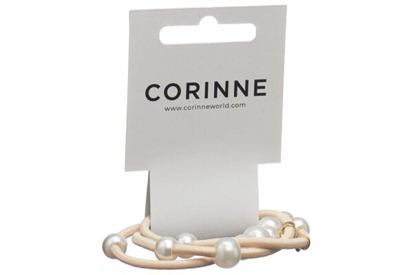 CORINNE Élastique à cheveux Hair Tie Pearls vintage cream 3 pce