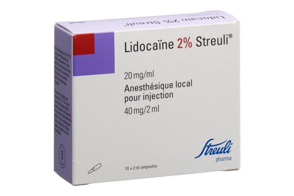 Lidocaïne Streuli 2% sol inj 40 mg/2ml (ampoules) 10 amp 2 ml