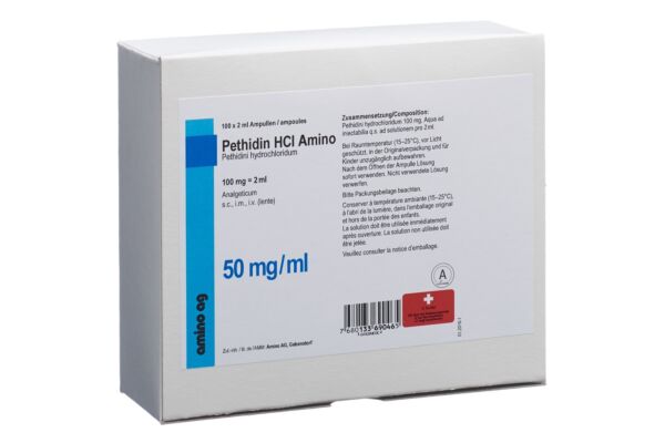 Péthidine HCL Amino sol inj 100 mg/2ml 100 amp 2 ml