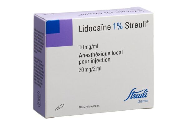 Lidocaïne Streuli 1% sol inj 20 mg/2ml (ampoules) 10 amp 2 ml
