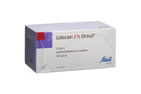Lidocaïne Streuli 2% sol inj 100 mg/5ml (ampoules) 50 amp 5 ml