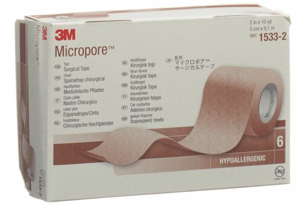 3M Micropore sparadrap sans dispenser 50mmx9.14m chair 6 pce