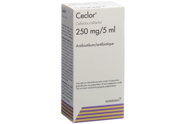 Ceclor gran 250 mg/5ml pour la préparaton d'une suspension orale fl 100 ml