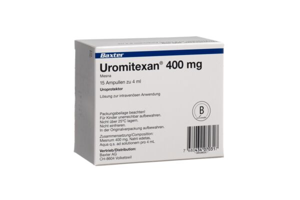 Uromitexan sol inj 400 mg/4ml 15 amp 4 ml