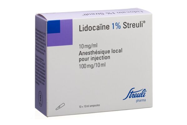 Lidocaïne Streuli 1% sol inj 100 mg/10ml (ampoules) 10 amp 10 ml