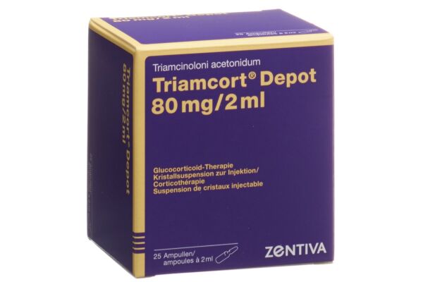Triamcort Dépôt susp crist 80 mg/2ml 25 amp 2 ml