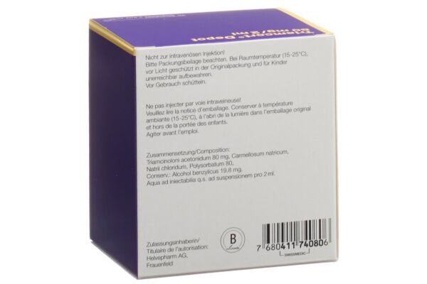 Triamcort Dépôt susp crist 80 mg/2ml 25 amp 2 ml