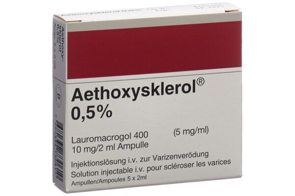 Aethoxysklerol sol inj 0.5 % 5 amp 2 ml
