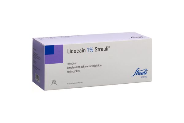Lidocaïne Streuli 1% sol inj 500 mg/50ml (flacons) 10 flac 50 ml