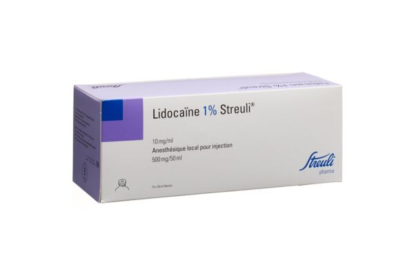 Lidocaïne Streuli 1% sol inj 500 mg/50ml (flacons) 10 flac 50 ml