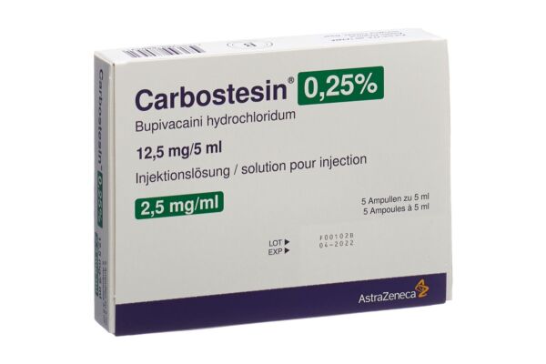 Carbostesin 0.25% Inj Lös 12.5 mg/5ml 5 Amp 5 ml