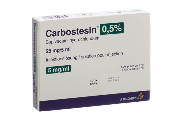 Carbostesin 0.5% Inj Lös 25 mg/5ml 5 Amp 5 ml